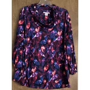 Allison Daley Plus Long Sleeve Woman Pull Over Top/Tunic With Cowl Neck 3X